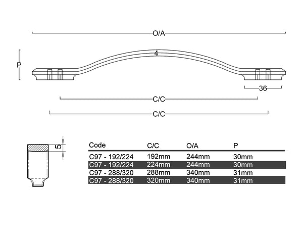 C97 - Mooloolaba Cabinet Handle