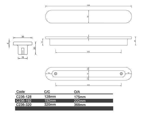 C236 - Beaumaris Timber Cabinet Handle