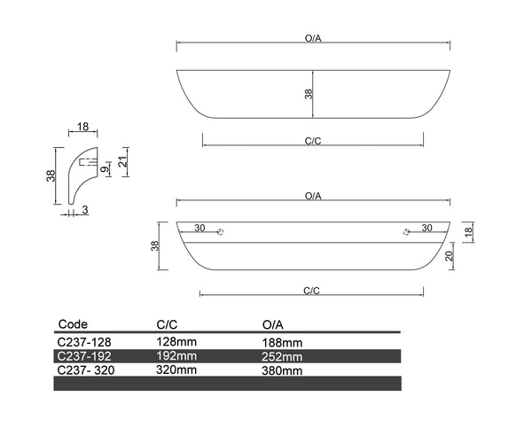 C237- Allora Timber Cabinet Handle