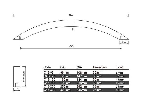 C43- Miami Bow Cabinet Handle
