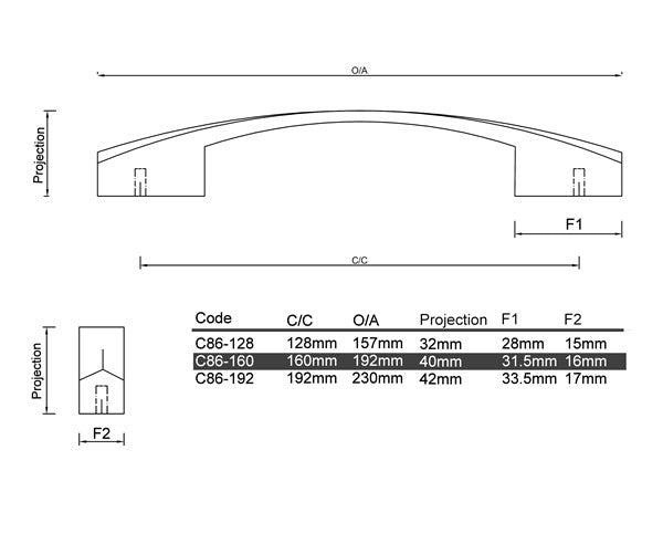 C86- Frankston Chrome Cabinet Handles