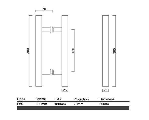 E69 - Helensvale Polished Stainless Steel Entrance Pull Handle