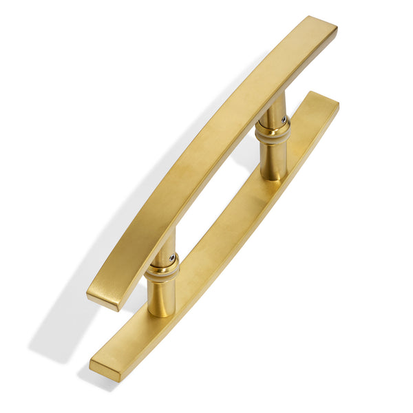 E2- Executive Satin Gold Flat Bow Entrance Pull Handle