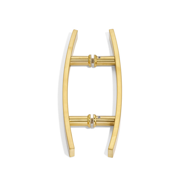 E2- Executive Satin Gold Flat Bow Entrance Pull Handle