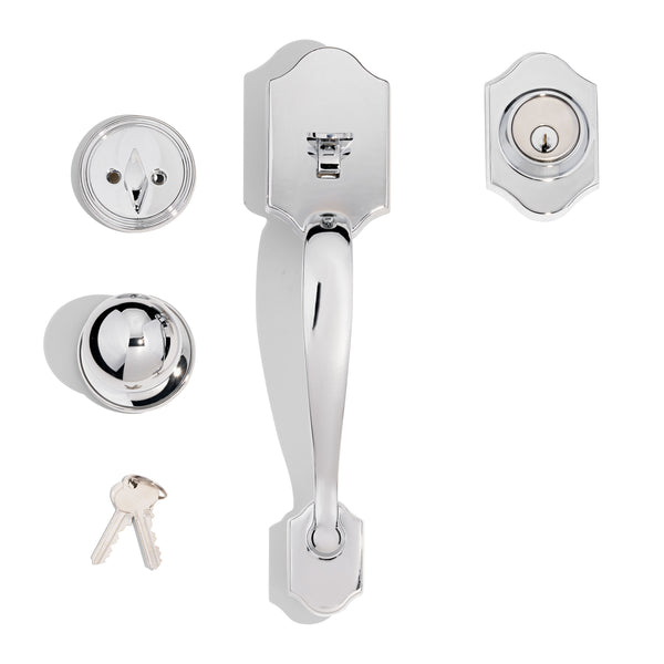 E77 - Hahndorf Chrome Single Cylinder Handleset - Round Knob