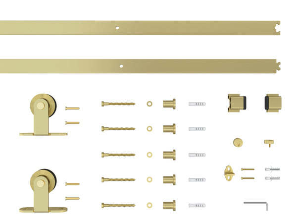 T94 - Satin Gold Top Mount Barn Door Kit