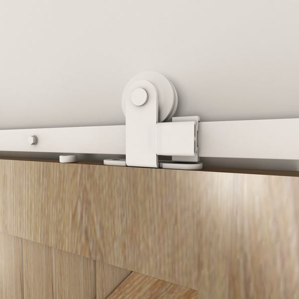 T94 - Matt White Top Mount Barn Door Kit