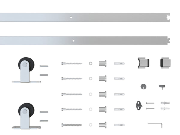 T94 - Brushed Stainless Steel Top Mount Barn Door Kit