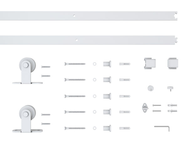 T94 - Matt White Top Mount Barn Door Kit