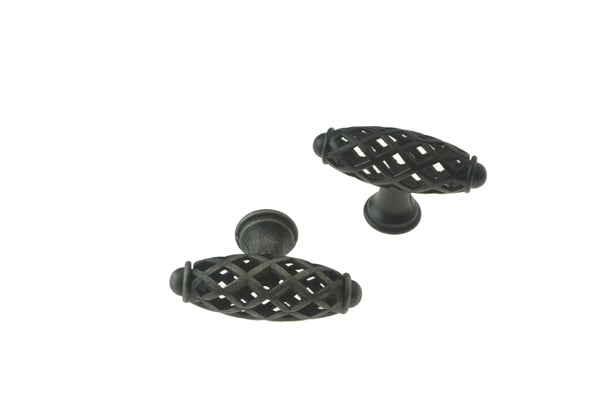 Black OR Matt Antique Silver Basket Knob Cabinet Knob (K100- Graceville)