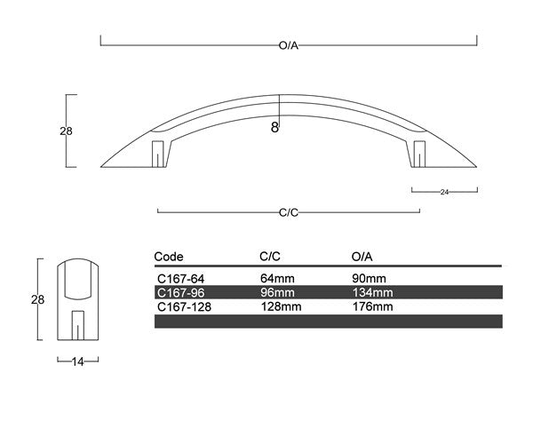 Black-White-Two-Toned-Bow-Handle-Cabinet-Handle-(C167-Whale-Beach)