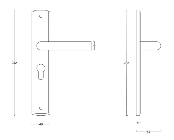 Brushed Stainless Steel Curved Round Bar and Square Back Plate Door Handles Lever (L1L Hilton Euro)