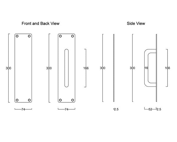E49 - Push and Pull Brushed Stainless Steel Handle