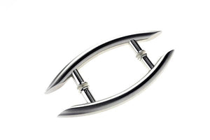 Brushed Stainless Steel Round Curved Handle Entrance Pull Handles (E27 New Style) compressed