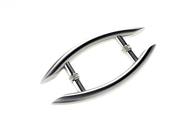 Brushed Stainless Steel Round Curved Handle Entrance Pull Handles (E27 New Style) compressed