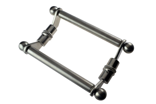 Brushed Stainless Steel Slightly Offset Round Cylinder Handle with Round Knobs on top Entrance Handle (E12-Clayton)