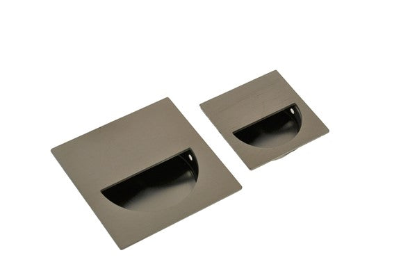 Brushed Stainless Steel Square Flush Pull with Half Moon Cutout Door Hardware Flush Pulls Cavity Sliders (C58-SQ Designer Flush Pull)