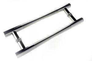 Brushed Stainless Steel and Polished Stainless Steel Hourglass Shaped Handle Entrance Pull Handles (E31 New Hourglass) compressed