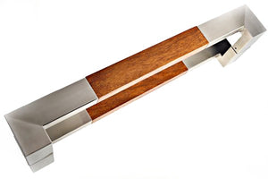 Brushed Stainless Steel and Timber Square Timber Offset Handle Entrance Pull Handles (E3 Hollywood Offset Designer) compressed