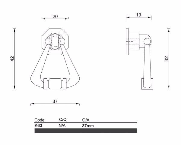 Diagram Antique Bronze Décorative Drop Pull Cabinet Knob (K63 Penrith Drop Knob) compressed