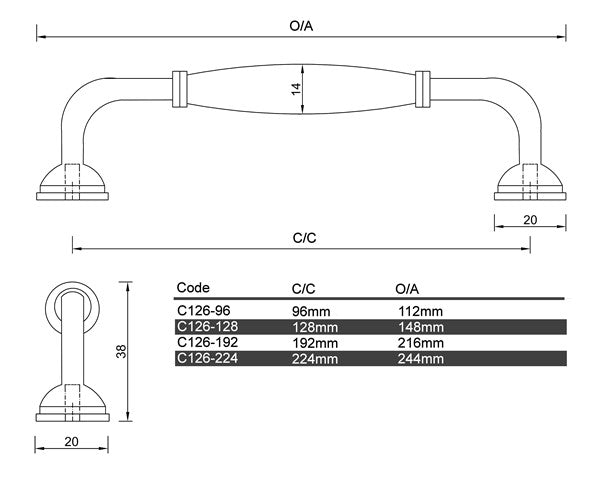 C126- Chrome Vintage Handle