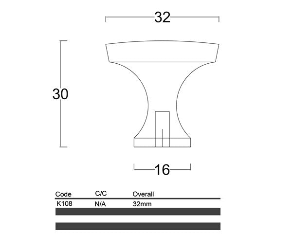 Diagram Black, Satin Nickel OR Chrome Square Knob (K108-Nedlands)