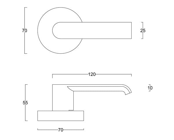 Diagram Black Rectangular with round End Door Handles Levers (L7 BL Newcastle)