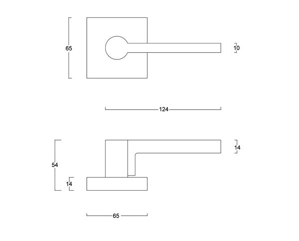 Diagram Black Slimline Lever with Square Back Door Handles Levers (L10 BL Potts Point)