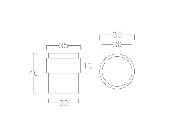T92 - Column Floor Door Stop with Rubber Side Stopper