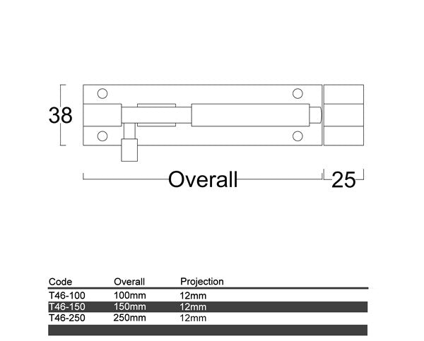 T46 - Face Fix Barrel Bolt