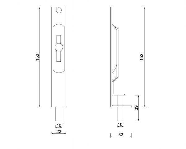 Diagram Brushed Stainless Steel Flush Bolt Door Hardware Flush Bolt (T24 Flush Bolt)