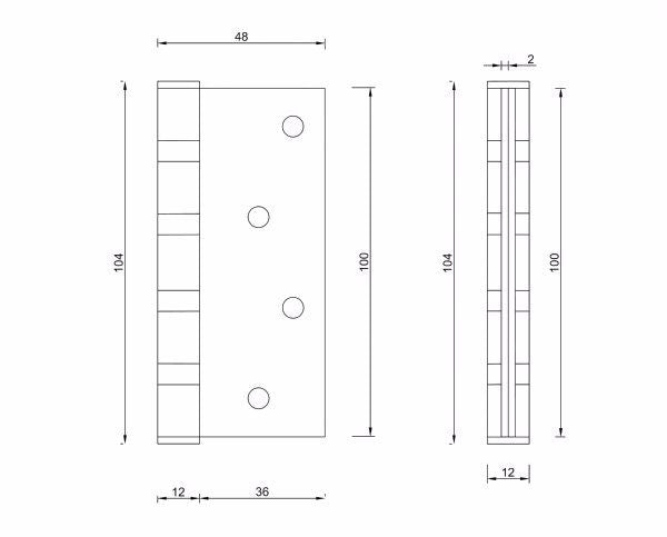 Diagram Brushed Stainless Steel Heavy Duty Butt Hinge Door Hardware Hinges (T45 Heavy Duty Butt Hinge) compressed