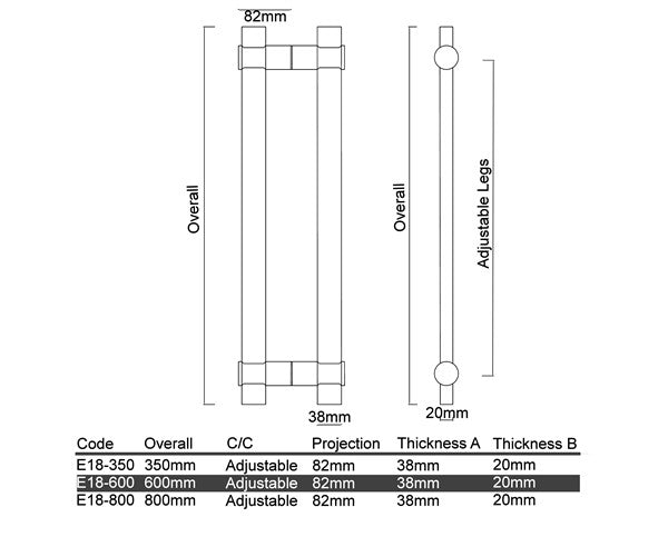 E18 - New Classic Brushed Stainless Steel Entrance Pull Handle