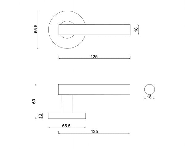 Diagram Brushed Stainless Steel Round Bar Lever Door Handles Levers (L6-Brisbane)