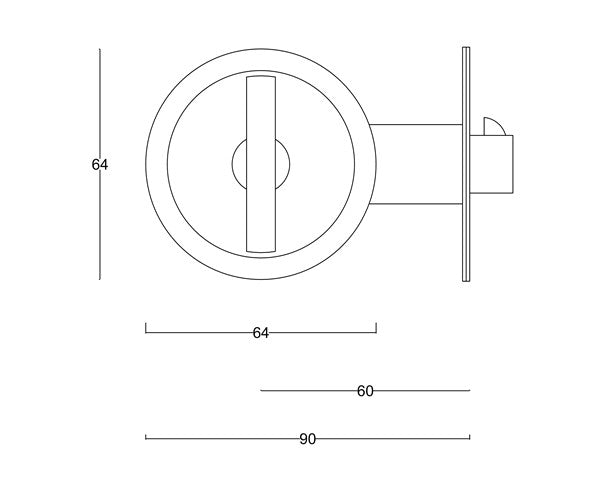 Diagram Brushed Stainless Steel Round Cavity Privacy Door Hardware Flush Pulls Cavity Sliders (T1-K36-SS Round Cavity Privacy)