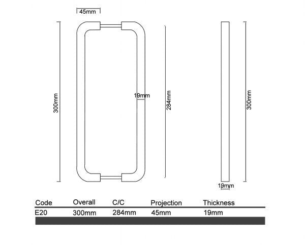 Diagram Brushed Stainless Steel Round D Pull Handle Entrance Pull Handles (E20 Palatine) compressed