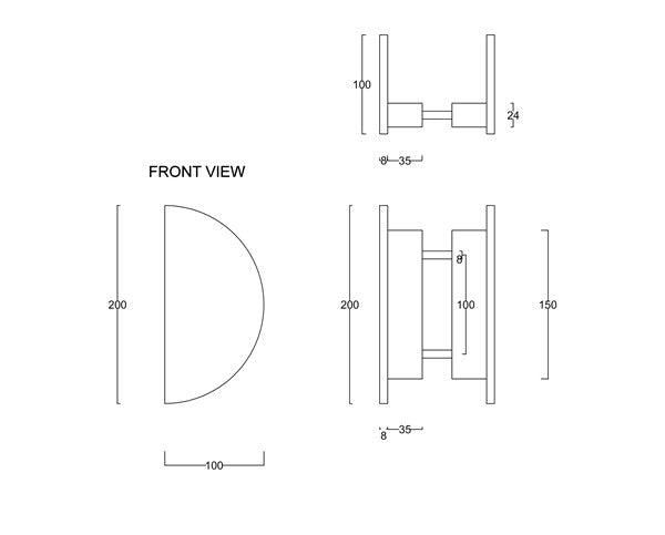 E45- Half Moon Bay Brushed Stainless Steel Entrance Handle