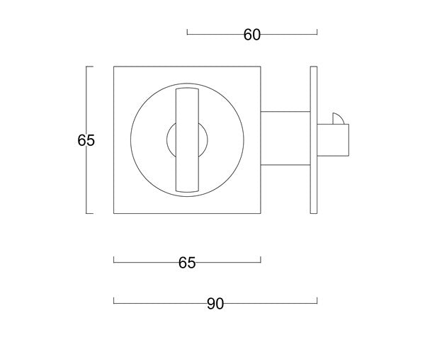 Diagram Brushed Stainless Steel Square Cavity Privacy Door Hardware Flush Pulls & Cavity Sliders (T2 SS Square Cavity Privacy)