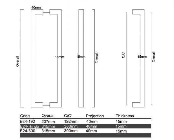 E24 - Venus Brushed Stainless Steel Entrance Pull Handle