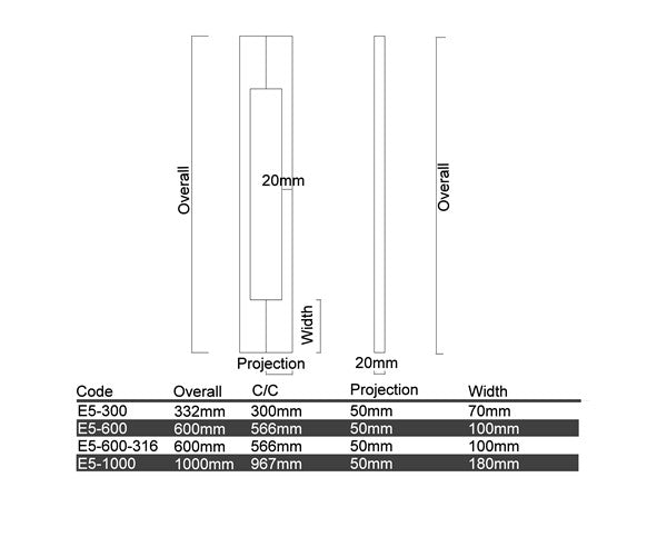 E5- Elegant Brushed Stainless Steel Entrance Pull Handle