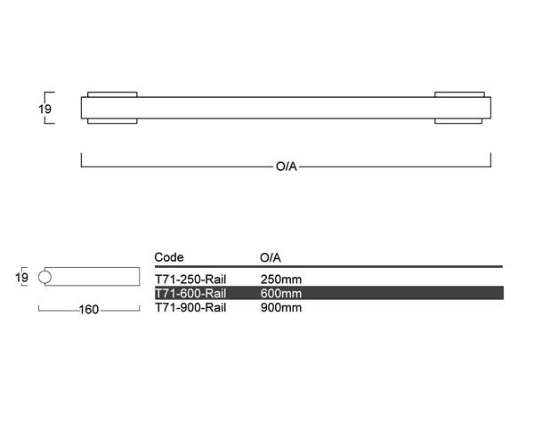 Diagram Brushed Stainless Steel Towel Rail Toiletries (T71 Towel Rail)