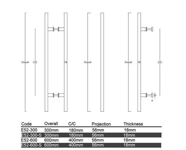 E52 - Newtown Brushed Stainless Steel Entrance Pull Handle
