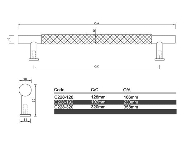 C228 - Balcatta Knurled Cabinet Handle