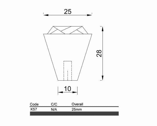 Diagram Chrome Glass Design with Chrome surround Cabinet Knob (K57 Royal Knob)