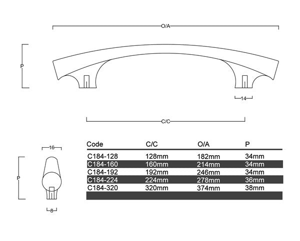 C184- Coffs Harbour Cabinet Handle