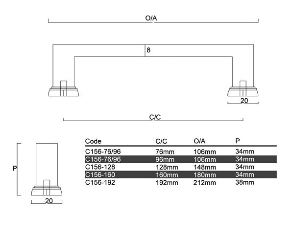 C156 - Bondi Cabinet Handle