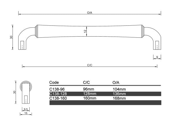 Diagram Dull Antique Bronze Stylish Round Traditional Handle Cabinet Handle (C138 Maleny)