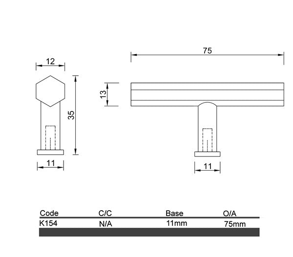 K154 - Dunlop Hexagon T Bar Knob