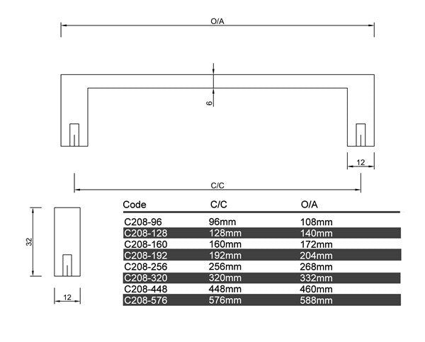 C208 - Whitehorse Cabinet Handle