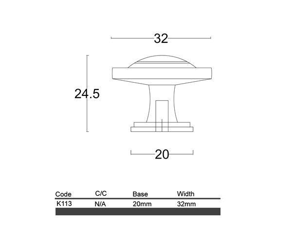 Diagram Orb Round Knob Detailed Knob Cabinet Knob (K113 Eveleigh)
